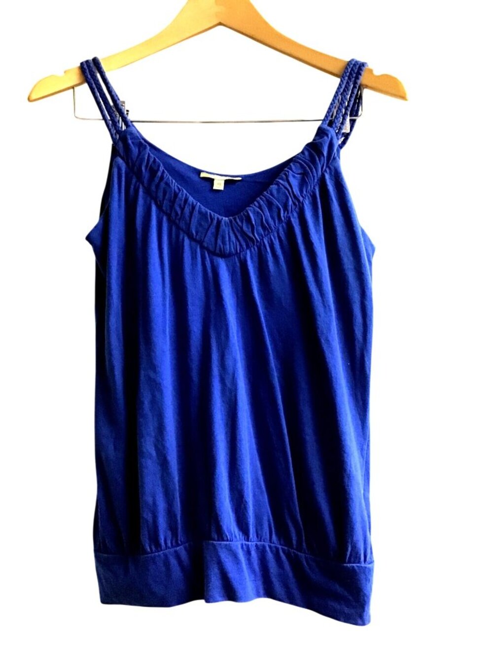 GIANNI BINI- WOMENS STRAPPY V-NECK 100% COTTON BLUE TOP SIZE X-SMALL
